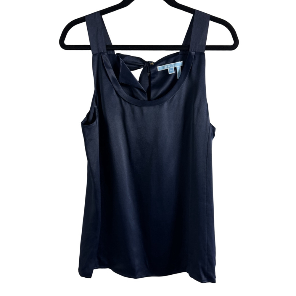 Draper James Navy Satin Tank Top with Bow Detail Size 10